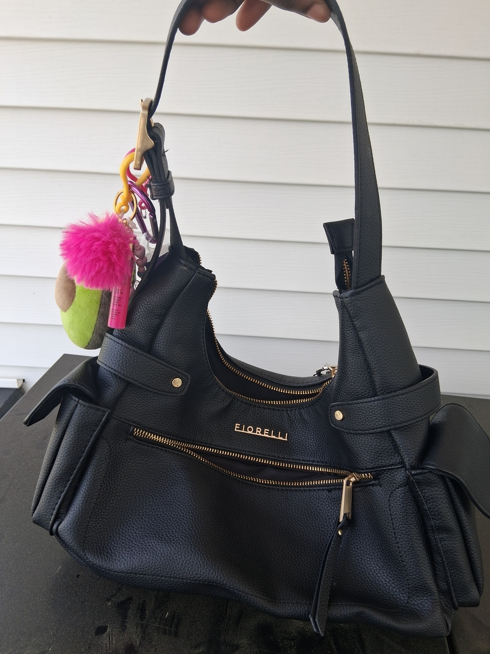Fiorelli Black Pebbled Leather Shoulder Bag